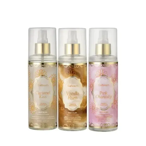 Kit Body splas Barbours essências Arabes Caramelo, Pink e Rum