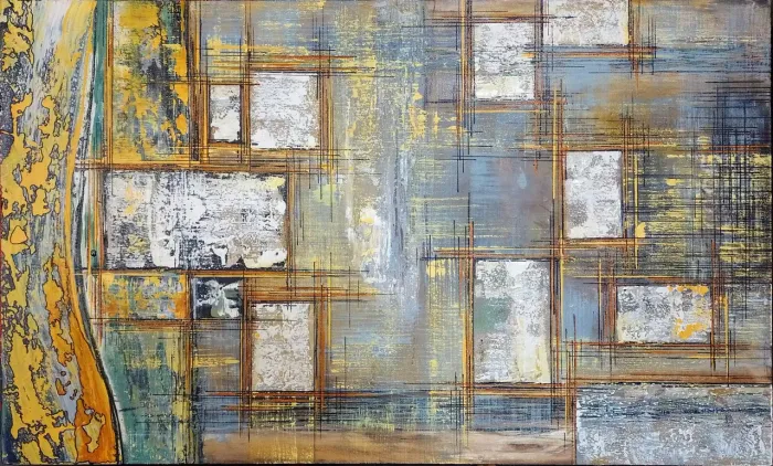 Quadro decorativo 1,00 x 0,60 pintura acrílica espatulado sobre tela em painel