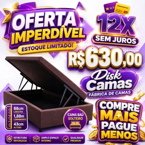 Cama Box Baú Solteiro 88x1,88x43 Oferta Limitada R$630