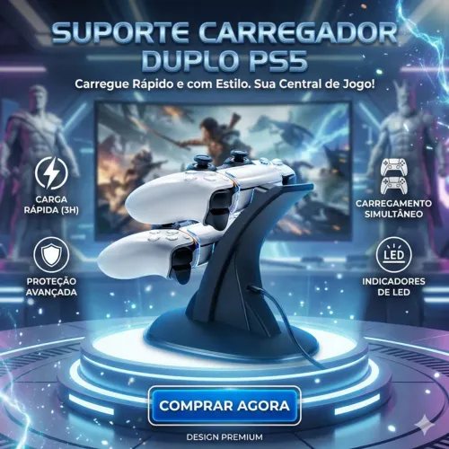 Estação De Carregamento Ps5 - Quick Dock Para 2 Controlado
