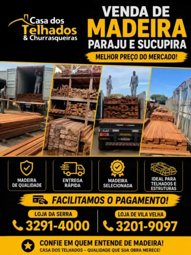 Madeira para telhado, churrasqueiras, decks e pergolados 