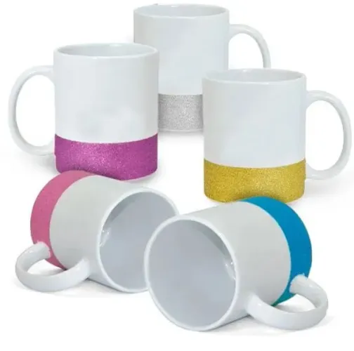 CANECA COM TARJA DE GLITTER PERSONALIZAVEL