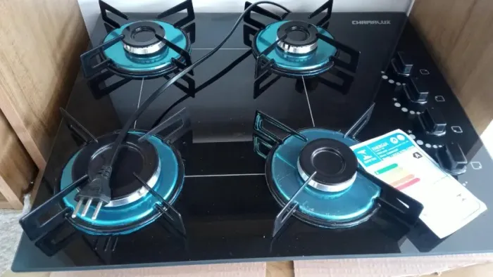 MVS Fogão CookTop Preto Ultra Chama 5 Bocas Chama Lux - 10x nos cartões