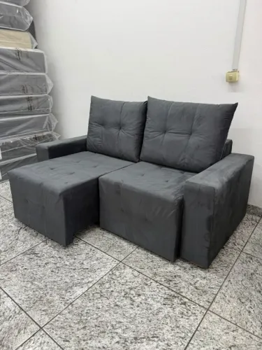 Sofá Retrátil e Reclinável Havaí 1,80m Veludo Preto Resistente