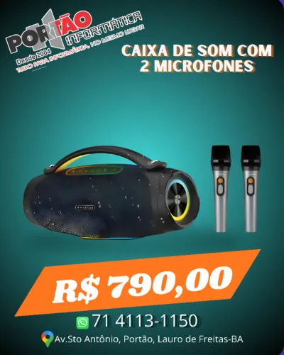 Caixa de som com 2 microfones