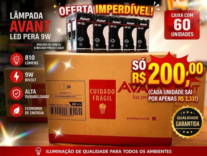 Lâmpada led 9w 60 peças