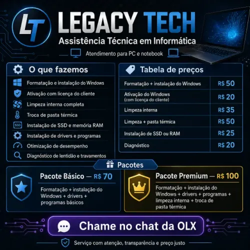 Formatação, Limpeza e Manutenção de PC e Notebook | Legacy Tech