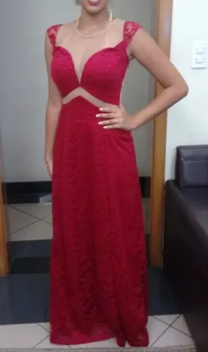 vestido longo de festa renda vermelho 36/38