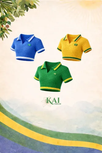 Blusa de crochê Brasil copa do mundo - sob encomenda 