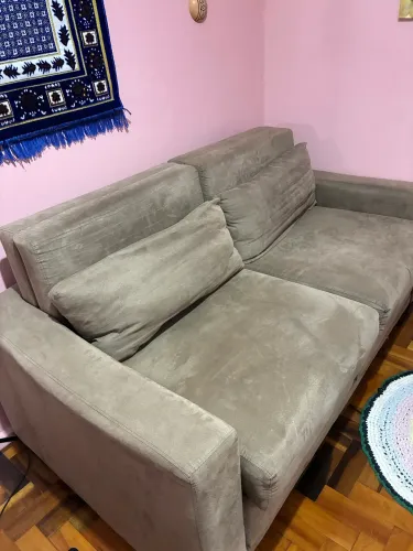 Sofá-cama casal Etna em suede bege - excelente estado