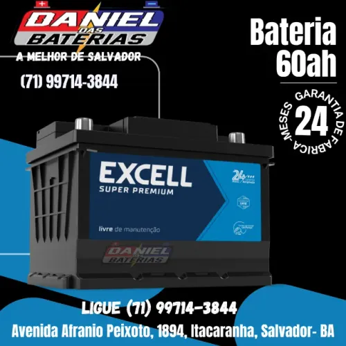 Bateria de carro 60 ah Excell, em Salvador - BA