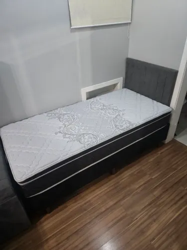 Cama Box Solteiro + Colchão Ecoflex Seminovo + Cabeceira+ Bau
