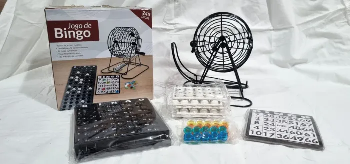 Jogo De Bingo Metal Profissional Globo Completo Com Cartela