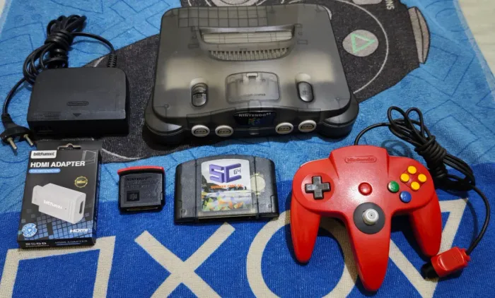 Nintendo 64 com expansion pack e carcaça nova