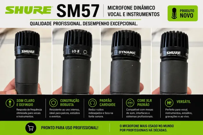 Microfone Shure SM57 - Novo | Qualidade Profissional