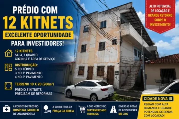 OPORTUNIDADE PARA INVESTIDORES - PRÉDIO COM 12 KITNETS À VENDA
