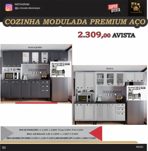 COZINHA MODULADA EM AÇO COM VIDRO