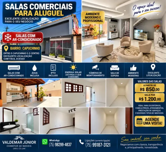 Salas Comerciais com Ar-Condicionado a Partir de R$ 850
