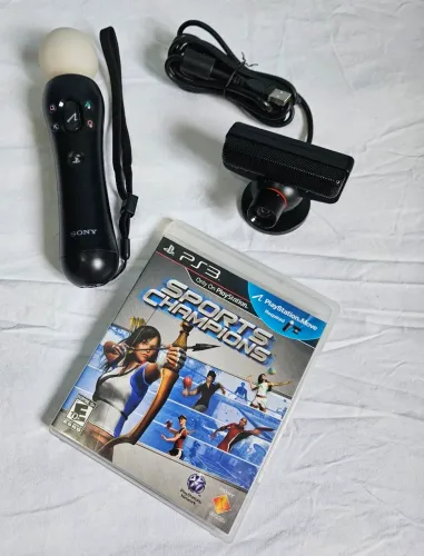 Kit PS3 Move (Câmera Eye + Controle com alça + jogo Sports Champions