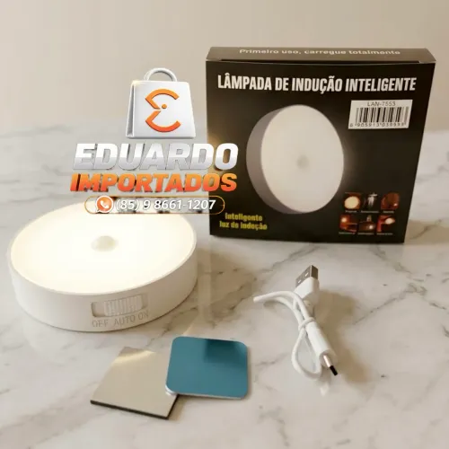 Lâmpada Led Com Sensor de Movimento Recarregável Sem Fio, Luminária