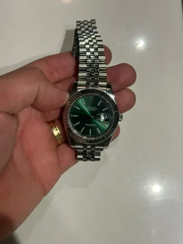 Relógio Estilo Datejust Pulseira Jubilee Mostrador Verde Luxo Masculino