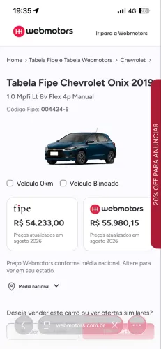 Chevrolet Onix Hatch LT 1.0 8V Flex Mec. 4P 2019