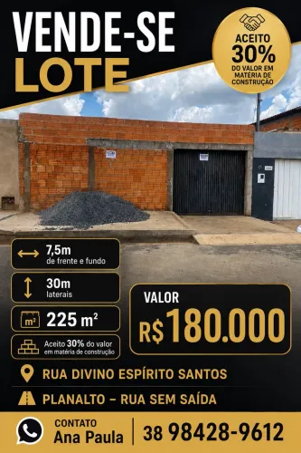 Lote 225 metros no planalto