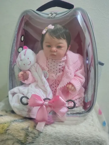 Linda bebê Reborn + mochila de transporte 