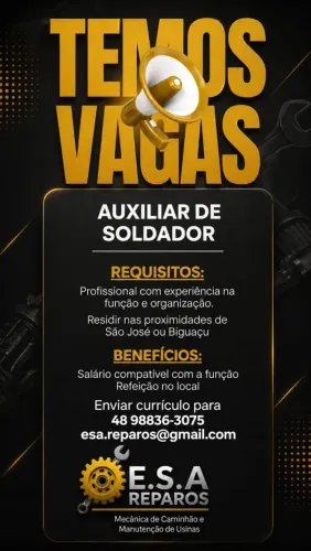 Vaga para Auxiliar de soldador