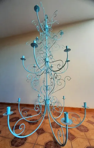 Lustre Rústico Provençal de Ferro 3 Andares 15 Lampadas