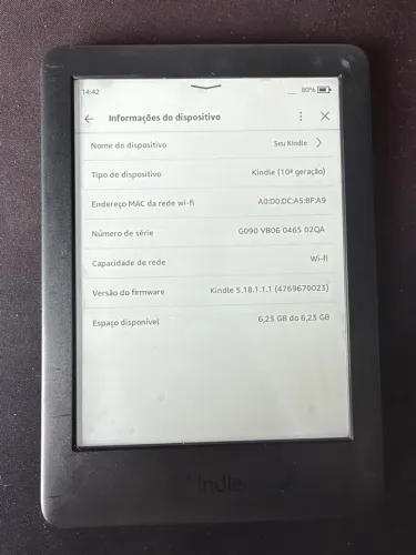 Kindle 10ª Geração 8GB Wi-Fi + Carregador Original