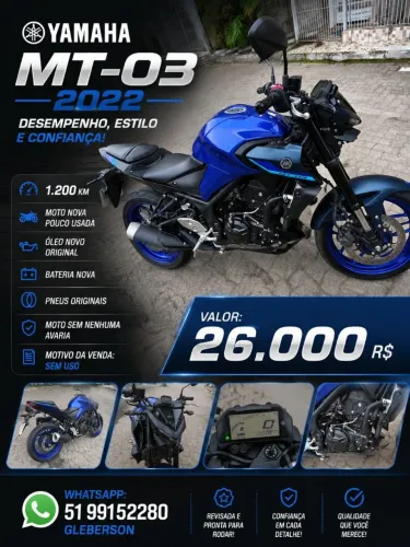 Vendo MT-03 por 26.000 R$