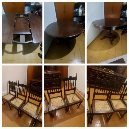 Mesa estilo colonial com 5 cadeiras
