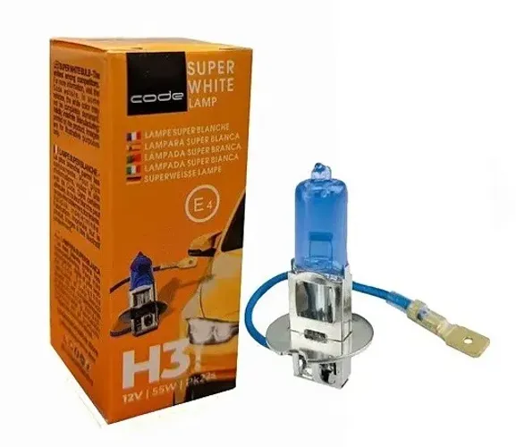 Lampada super branca H3 ou H7 12v 8500k CODE PAR
