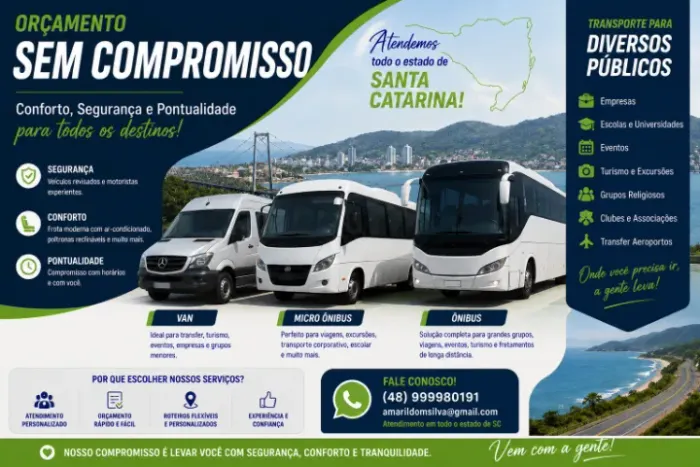 Aluguel de VAN, Micro ônibus e ônibus com motorista
