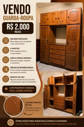 Guarda roupa de madeira para casal