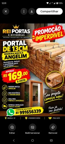 Portal de madeira 13 cm angelim