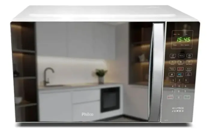 Microondas Philco  jumbo 42L e potência de 1.560w - espelhado