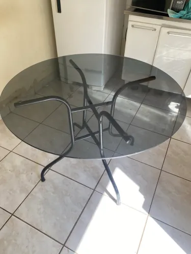 Mesa de vidro 1 metro de diâmetro 