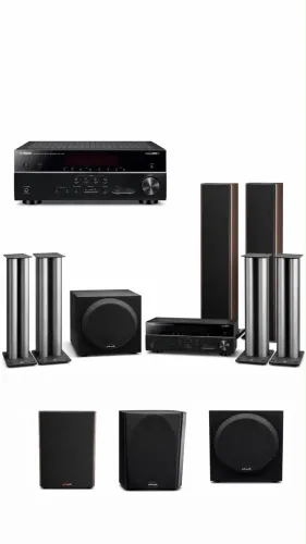 Home Theater Yamaha + Polk Audio Completo 5.1 com Receiver e Subwoofer