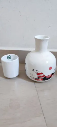 moringa de porcelana/cerâmica decorada com copo,