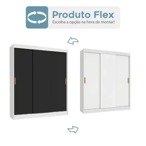 Guarda Roupa Capri Fellicci Branco/Preto Flex - Entrega Rápida!