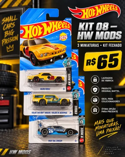 Kit 08 - Hot Wheels HW Mods Volvo Drift Wagon 3 miniaturas