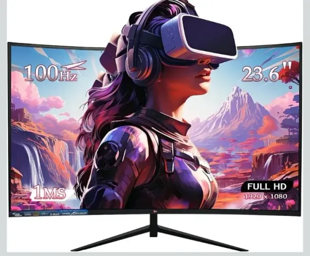 Monitor Gaming Serie Tela Led Curva 23,6"<br><br>100hz 1ms Full Hd - Preto