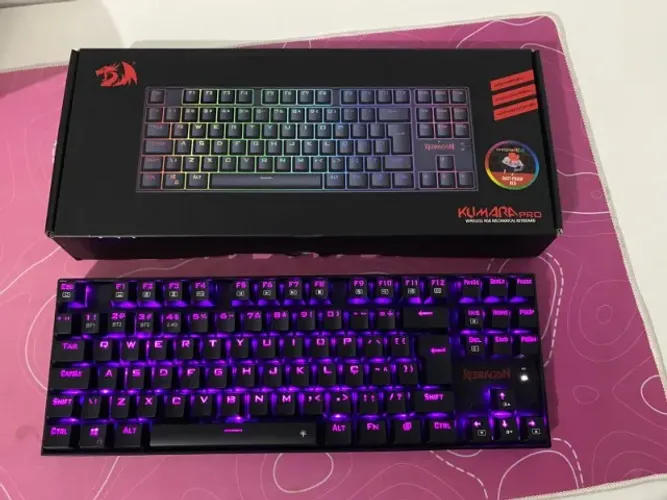 Teclado Mecânico Redragon Kumara Pro, RGB, Preto, Wireless, Switch RED + Switchs extras