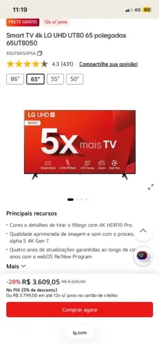 Tv LG 65 polegadas