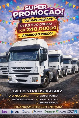 RENOVAÇÃO DE FROTA - IVECO STRALIS 360 4X2 TETO ALTO AUTOMÁTICO