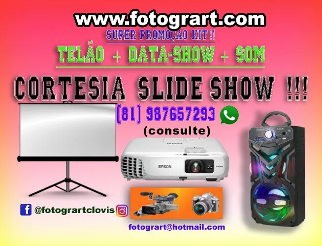 Aluguel Telão/Locação Datashow/Projetor/Som/Microfone sem fio