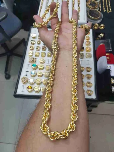 Cordão baiano 13mm banhado a ouro 18k