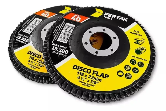 Disco Flap Reto para Esmerilhadeira 115mmx22mm para uso Madeira Ferro Gesso Inox 